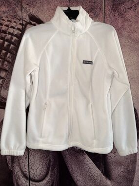 Columbia White Full-Zip Fleece Jacket
